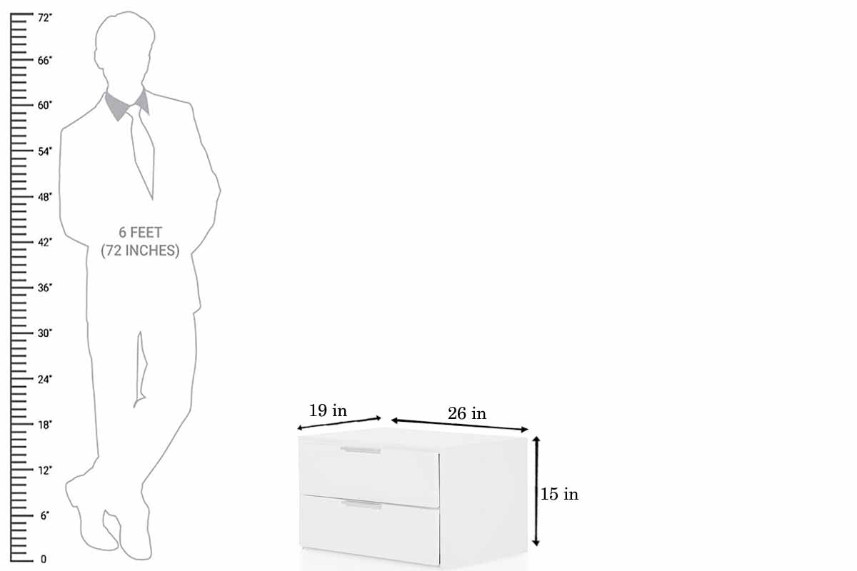 Mango Wood Cubo Bedside Table for Bedroom Living Room with 2 Drawer End Table Aprodz