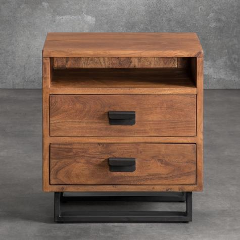 Mango Wood Alba Stylish Bedside Table for Bedroom Living Room with 2 Drawer End Table