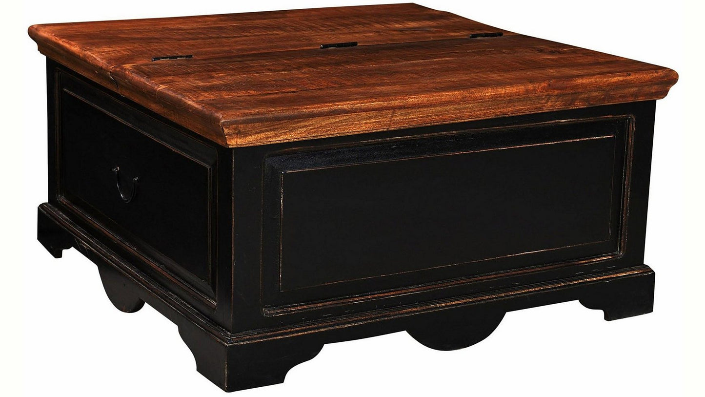 Mango Wood Pickergil Stylish Coffee Table with Drawer & Door for Living Room | Center Table for Home | Brown & Black Finish