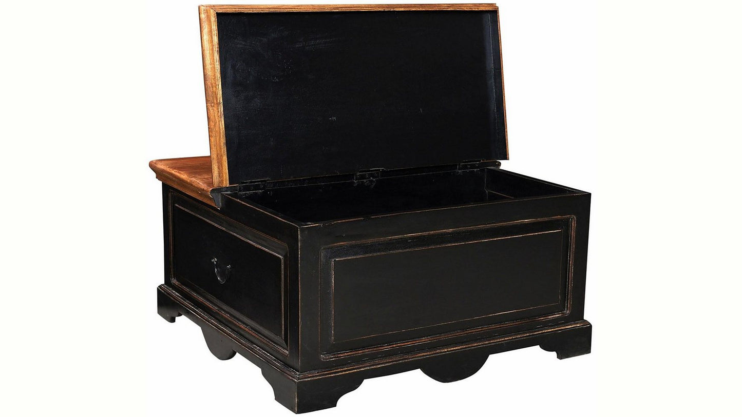 Mango Wood Pickergil Stylish Coffee Table with Drawer & Door for Living Room | Center Table for Home | Brown & Black Finish
