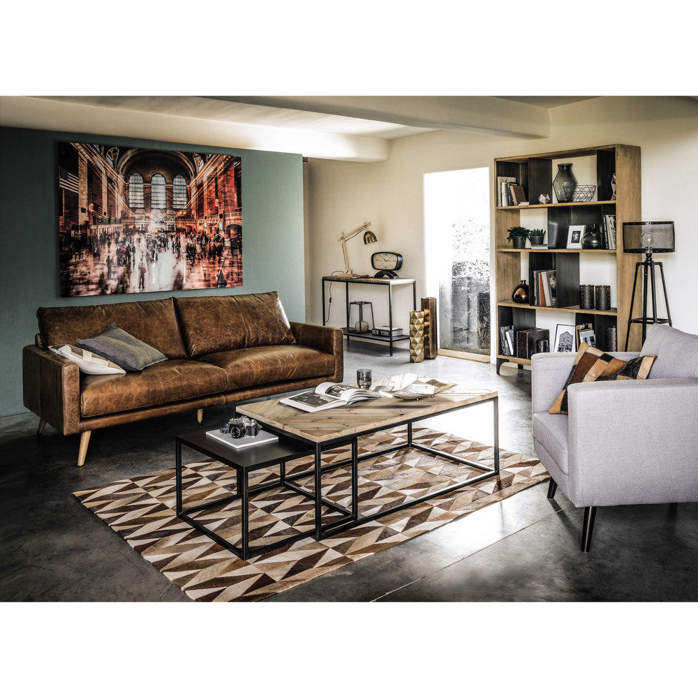 Mango Wood Diego Stylish Coffee Table for Living Room | Center Table for Home | Brown & Black Finish