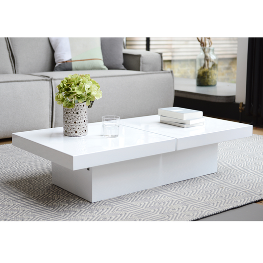Mango Wood Coral Stylish Coffee Table for Living Room | Center Table for Home | White Finish