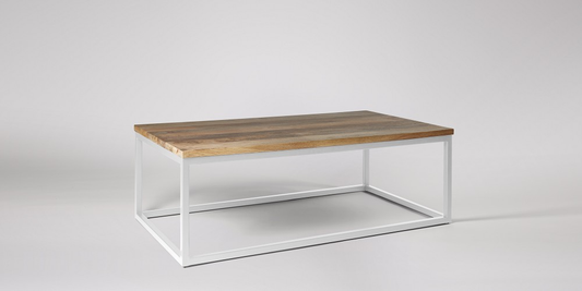 Mango Wood & Steel Annaberg Stylish Coffee Table for Living Room | Center Table for Home | Brown Finish