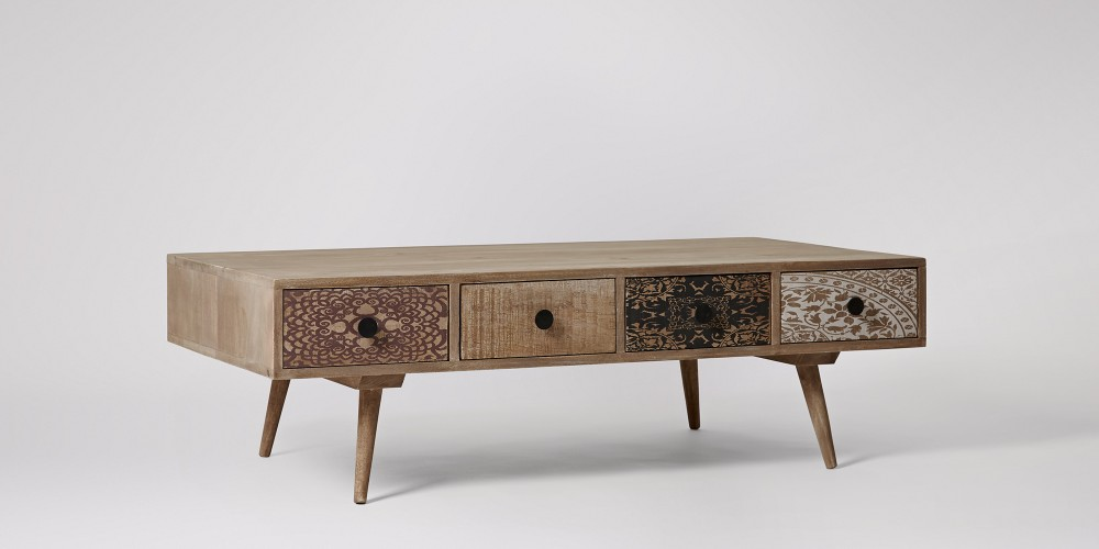 Mango Wood Susannaberg Stylish Coffee Table for Living Room | Center Table for Home | Brown Finish