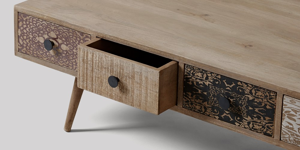Mango Wood Susannaberg Stylish Coffee Table for Living Room | Center Table for Home | Brown Finish