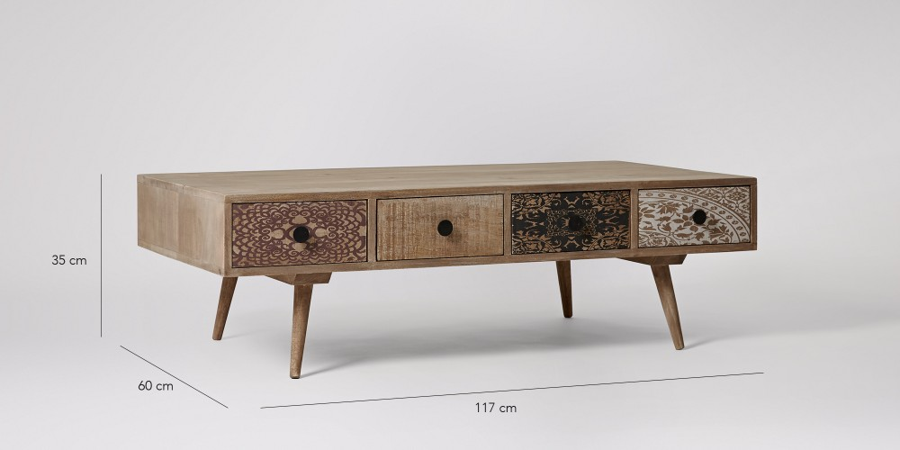 Mango Wood Susannaberg Stylish Coffee Table for Living Room | Center Table for Home | Brown Finish