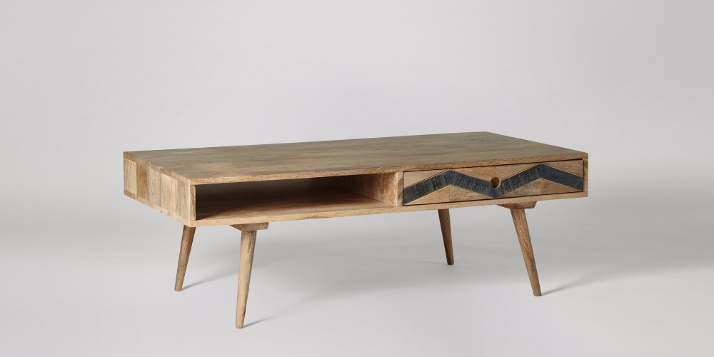 Mango Wood Calgua Stylish Coffee Table for Living Room | Center Table for Home | Brown Finish