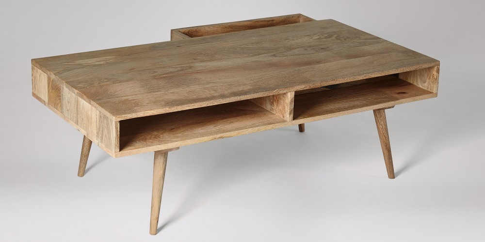 Mango Wood Calgua Stylish Coffee Table for Living Room | Center Table for Home | Brown Finish