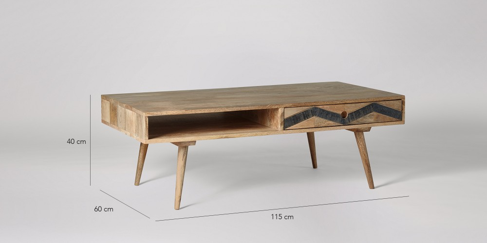 Mango Wood Calgua Stylish Coffee Table for Living Room | Center Table for Home | Brown Finish