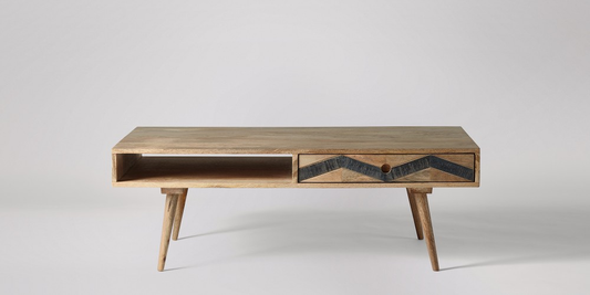 Mango Wood Calgua Stylish Coffee Table for Living Room | Center Table for Home | Brown Finish