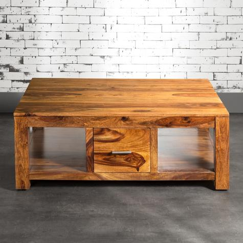 Sheesham Wood Guachara One Drawer Storage Coffee Table for Living Room