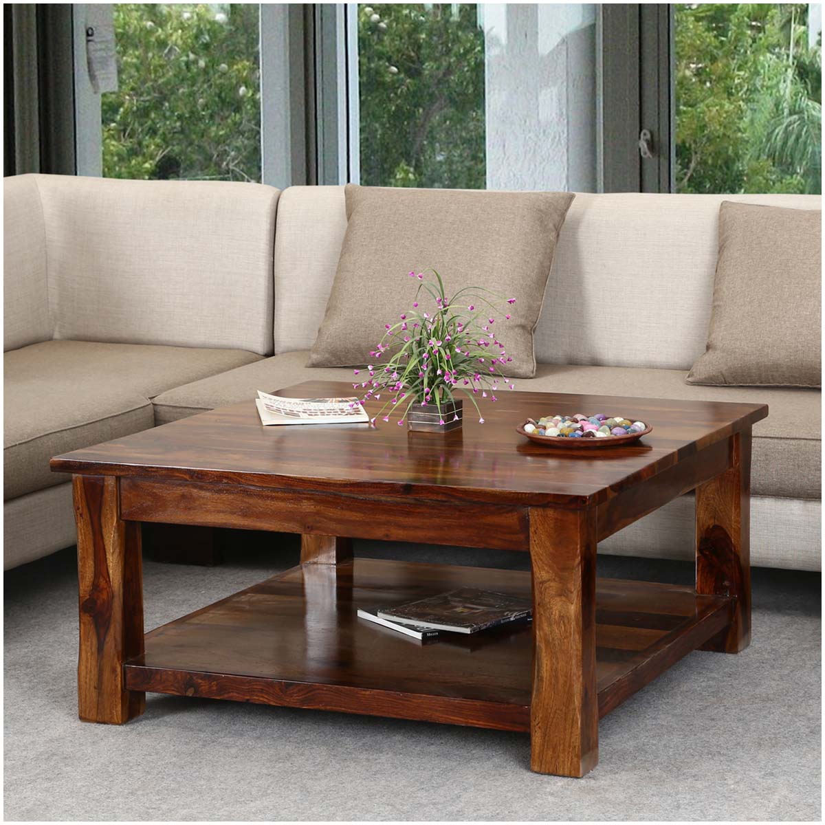 Sheesham Wood Mateo Stylish Coffee Table for Living Room | Center Table for Home | Brown Finish