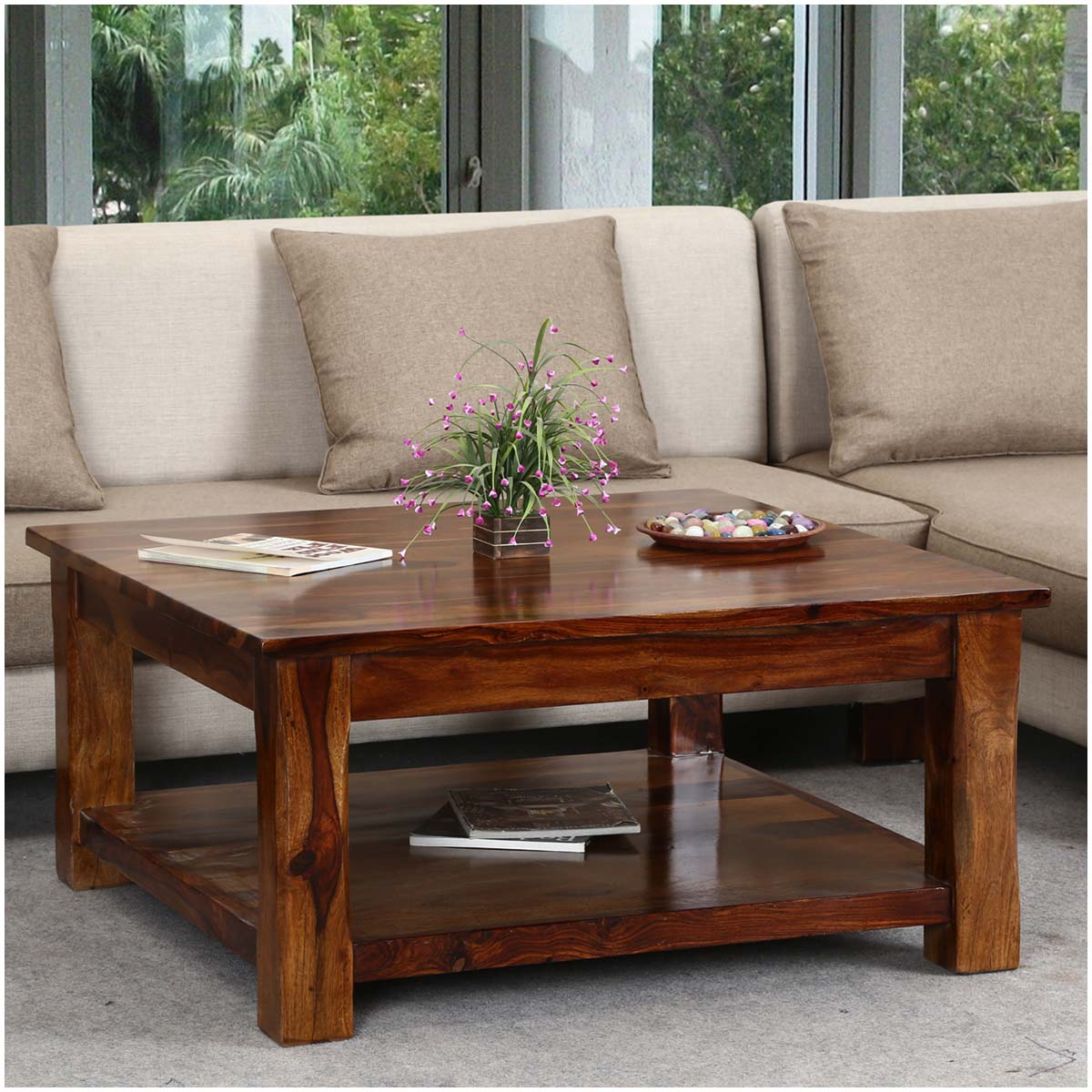 Sheesham Wood Mateo Stylish Coffee Table for Living Room | Center Table for Home | Brown Finish