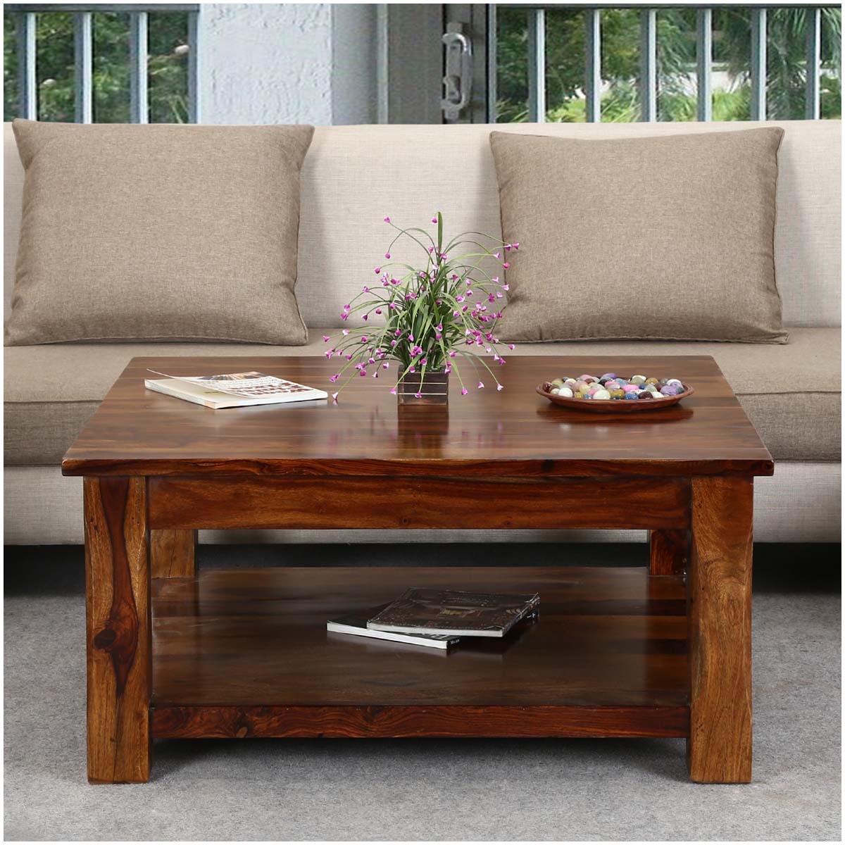 Sheesham Wood Mateo Stylish Coffee Table for Living Room | Center Table for Home | Brown Finish