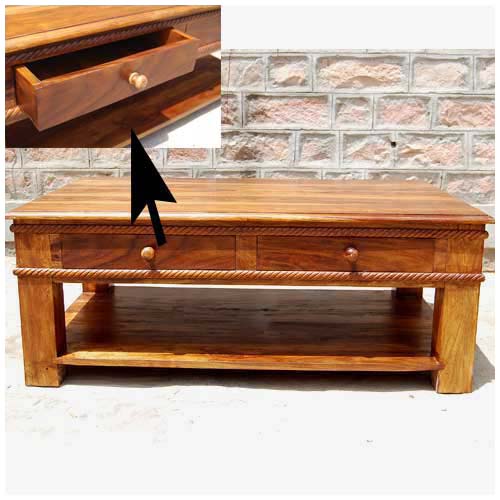 Sheesham Wood Pauji Stylish Coffee Table for Living Room | Center Table for Home | Brown Finish