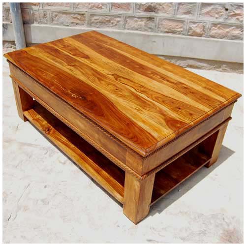 Sheesham Wood Pauji Stylish Coffee Table for Living Room | Center Table for Home | Brown Finish