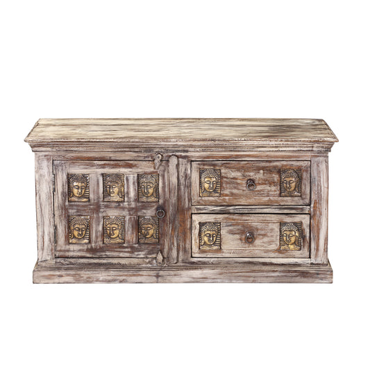 Mango Wood Maripa Stylish Coffee Table with 2 Drawer & 1 Door for Living Room | Center Table for Home | Brown Finish