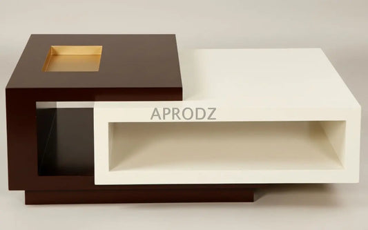 Solid Wood Coffee Table (Finish Color - White & Black, Pre-assembled)