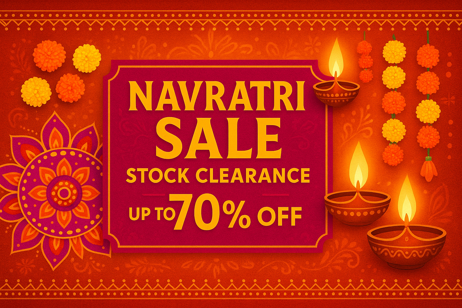make a navratri sale banner with stock clearance image