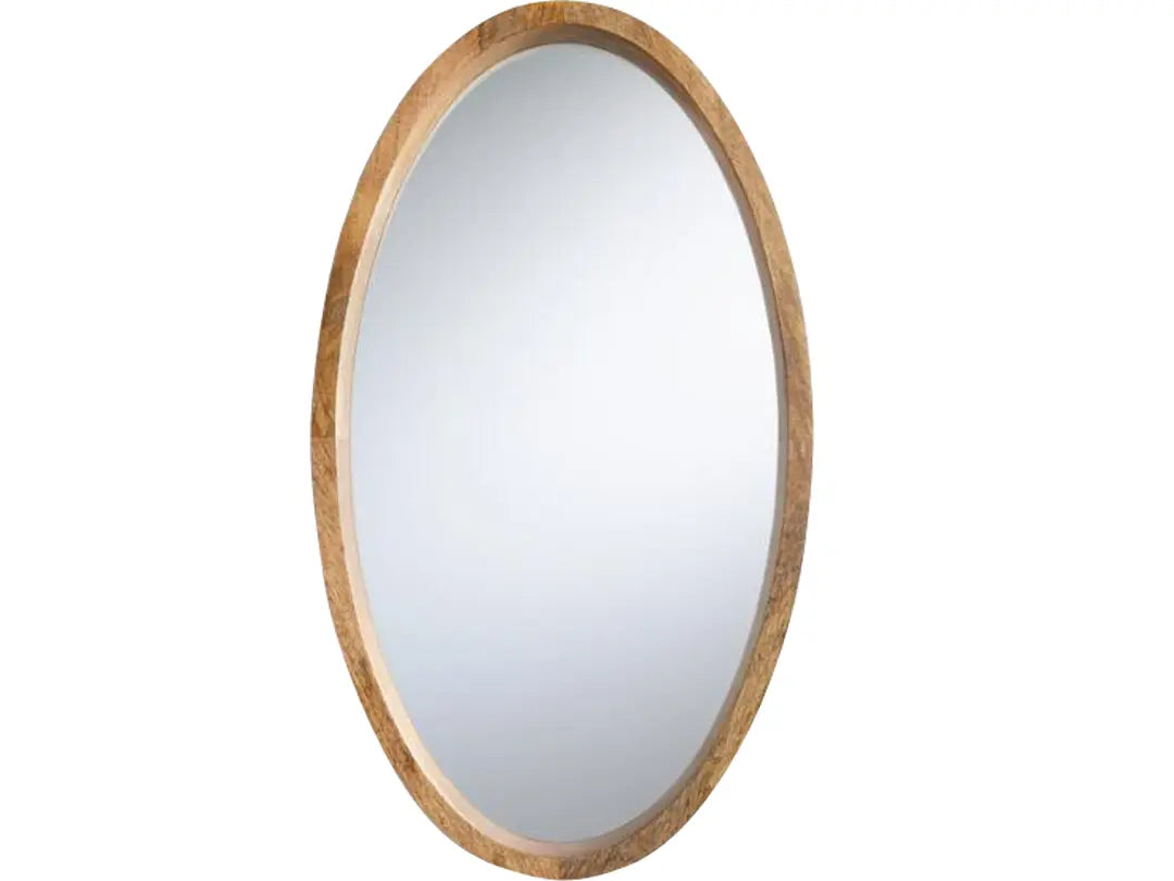 Mango Wood Megair Wall Decorative Mirror Frame| Wooden Mirror | Brown Finish