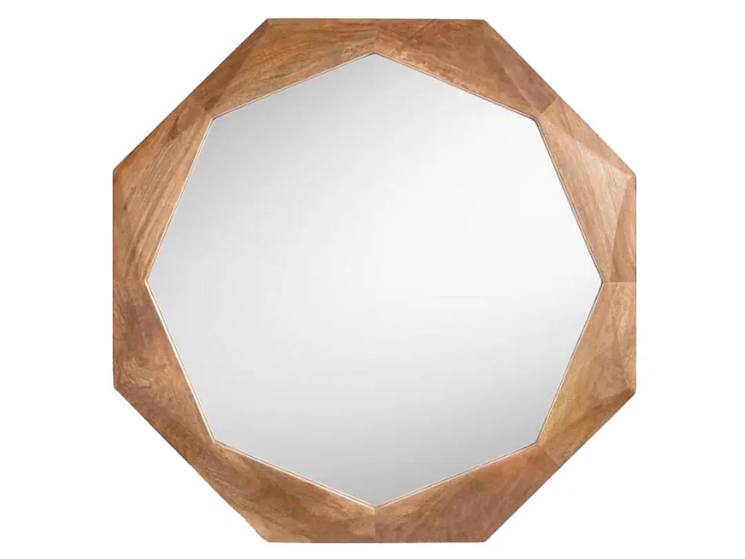 Mango Wood Isaur Wall Decorative Mirror Frame| Wooden Mirror | Brown Finish