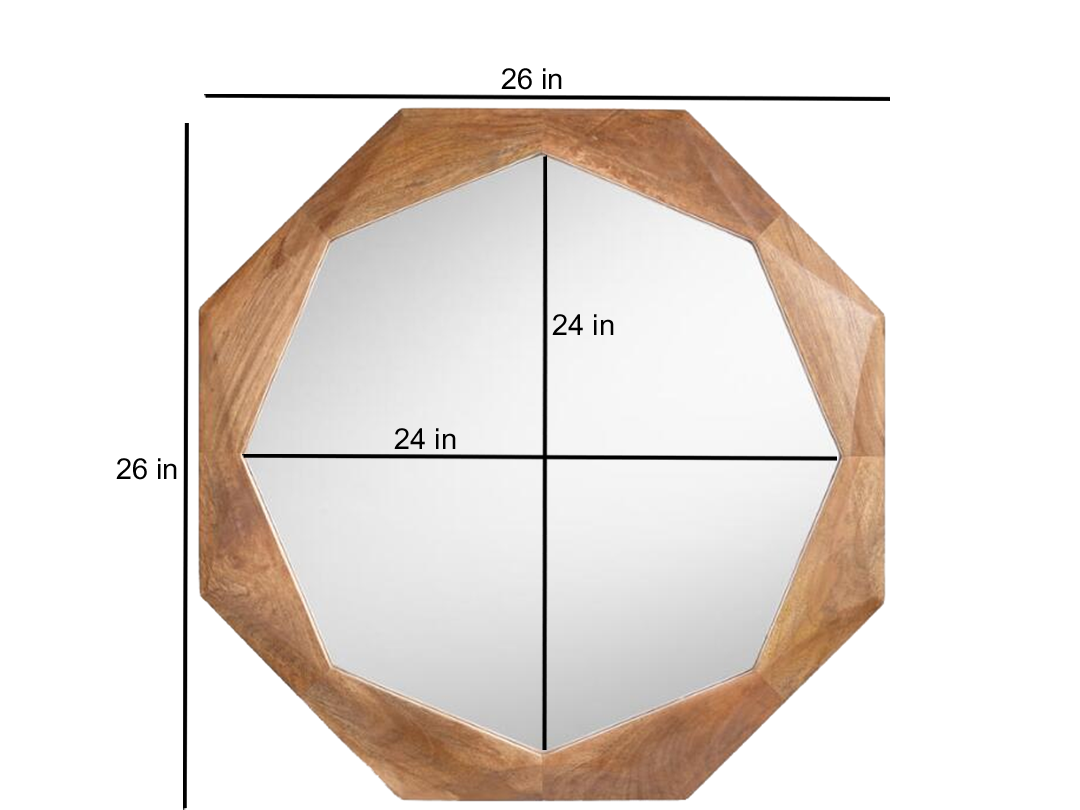 Mango Wood Isaur Wall Decorative Mirror Frame| Wooden Mirror | Brown Finish