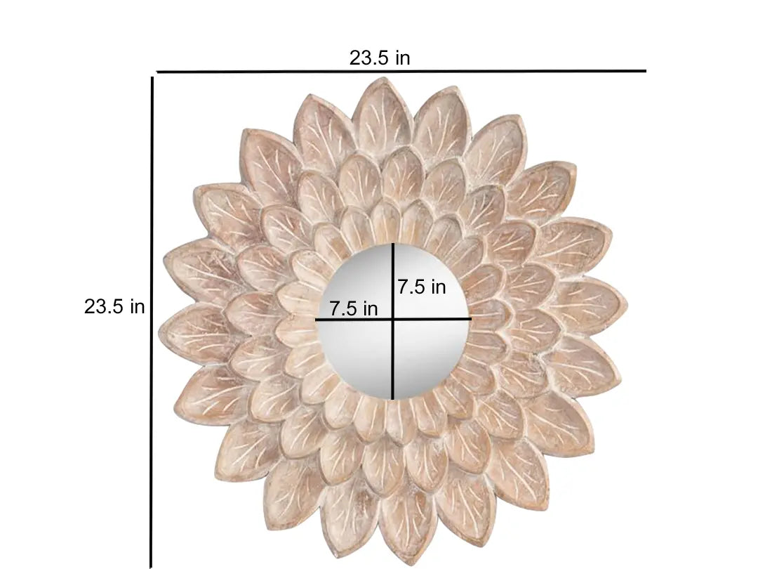 Mango Wood Mirei Wall Decorative Mirror Frame| Wooden Mirror | Brown Finish