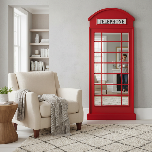 Full Length Mirror - Multi-Panel Style | Vintage Telephone Box Style Floor Mirror | Tall Full Body Dressing Mirror for Bedroom, Living Room, Hallway & Studio Décor