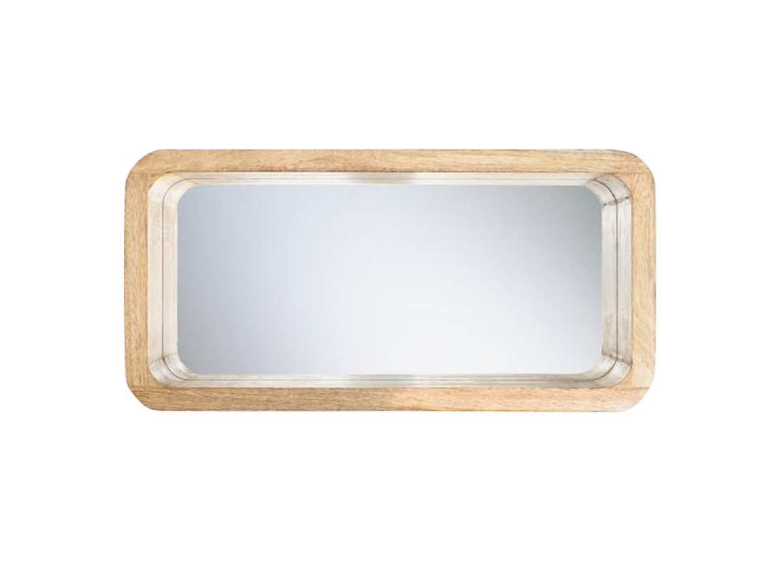 Mango Wood Atara Wall Decorative Mirror Frame| Wooden Mirror | Brown Finish