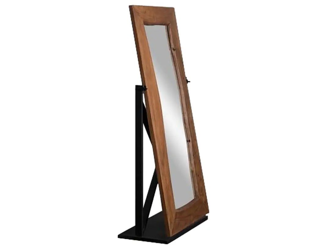 Mango Wood Home Decorative Heddwyn Standing Mirror for Living Room | Teak Finish