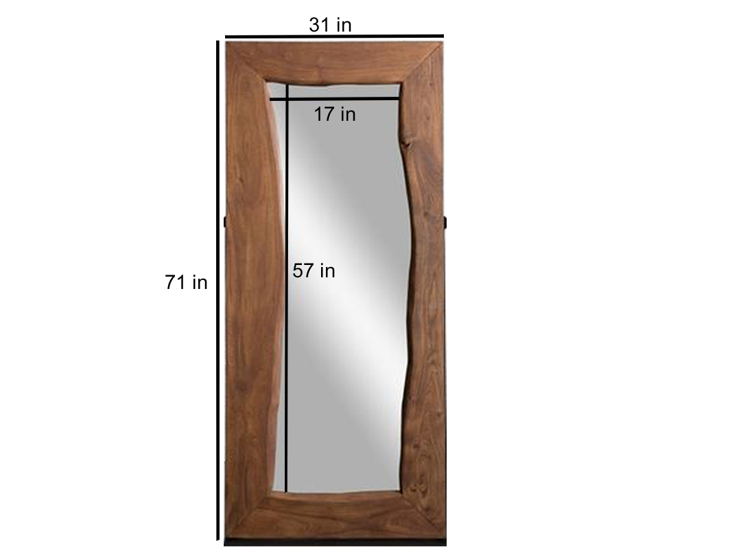 Mango Wood Home Decorative Heddwyn Standing Mirror for Living Room | Teak Finish