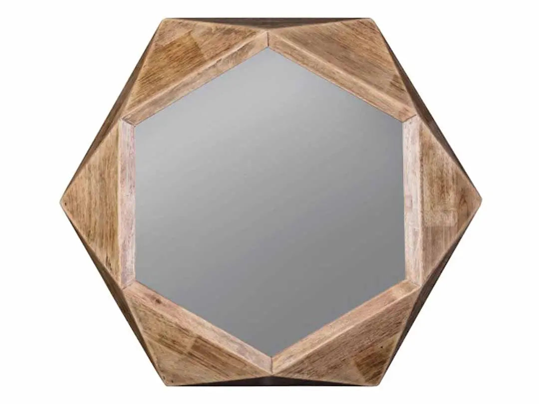 Mango Wood Guiom Wall Decorative Mirror Frame| Wooden Mirror | Brown Finish