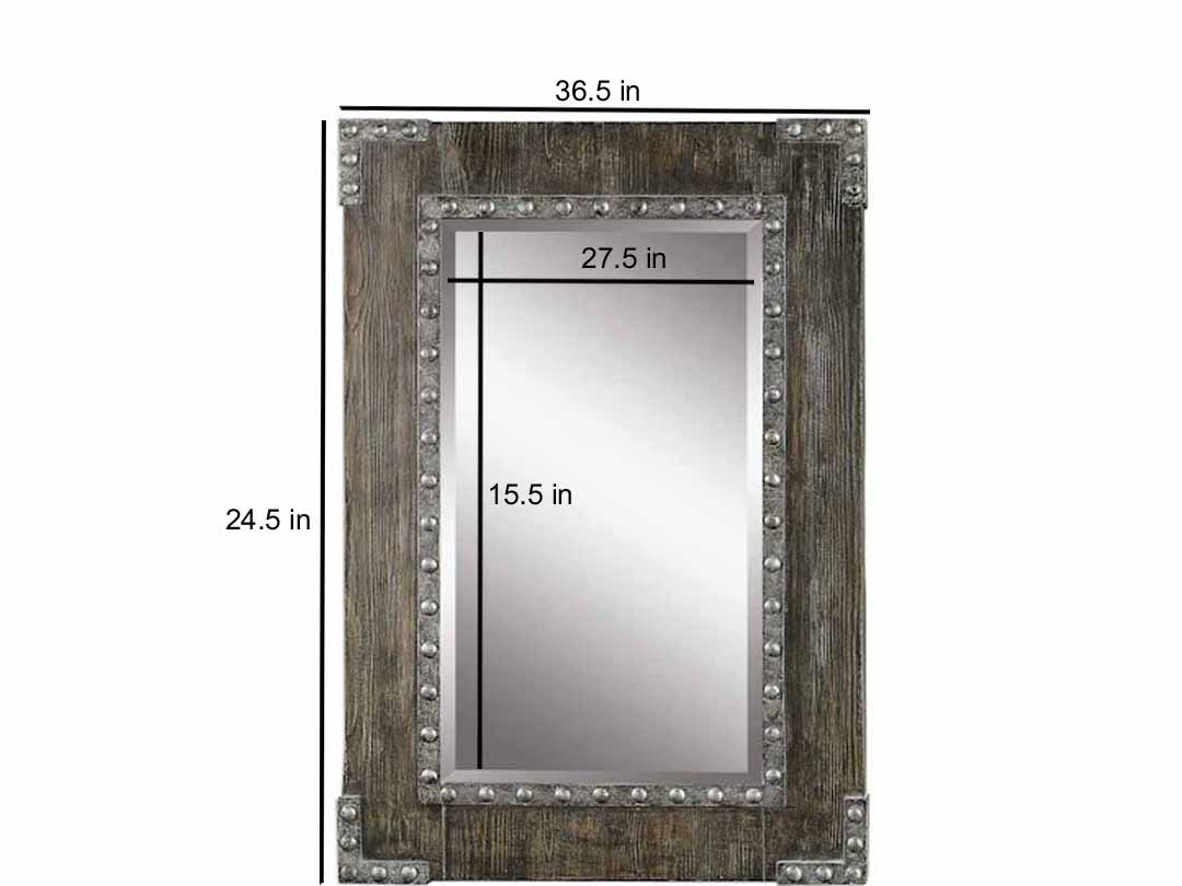 Mango Wood Reyna Wall Decorative Mirror Frame| Wooden Mirror | Brown Finish