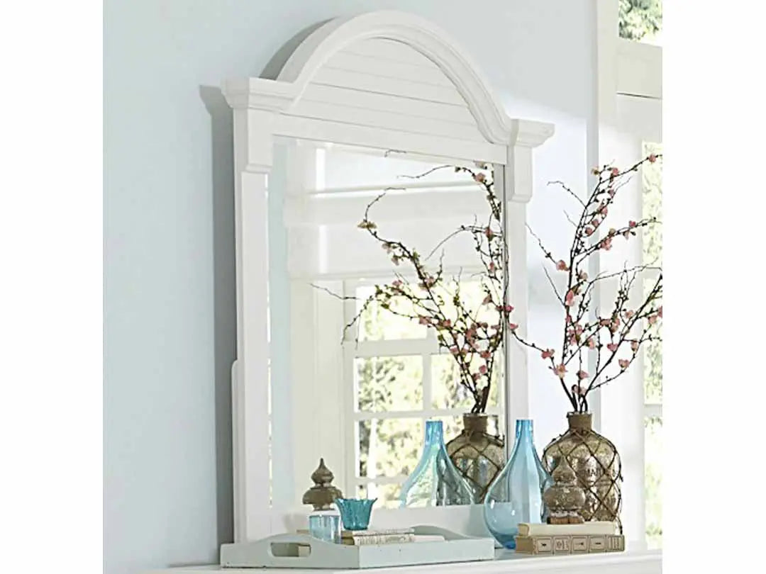 Mango Wood Cassan Dresser Decorative Mirror Frame| Wooden Mirror | White Finish