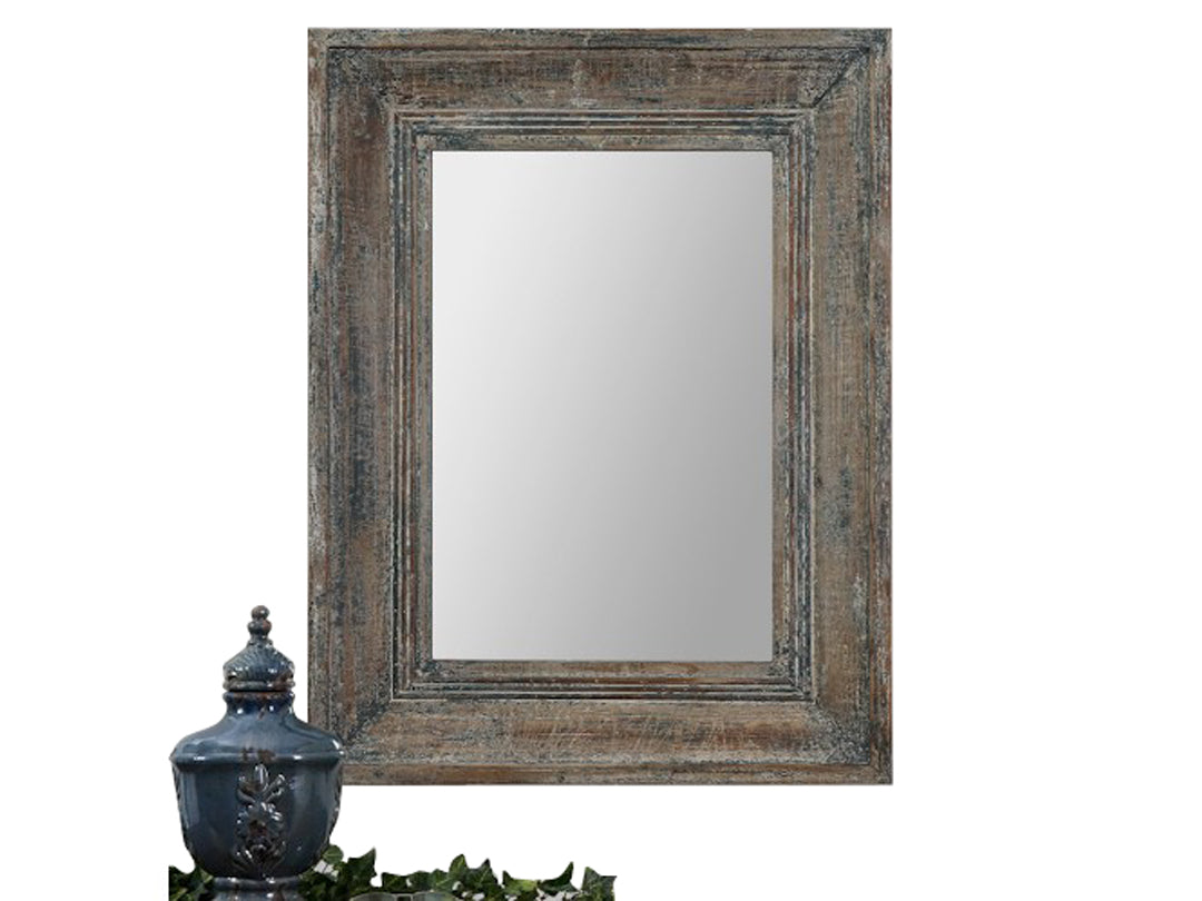 Mango Wood Aeso Wall Decorative Mirror Frame| Wooden Mirror | Brown Finish