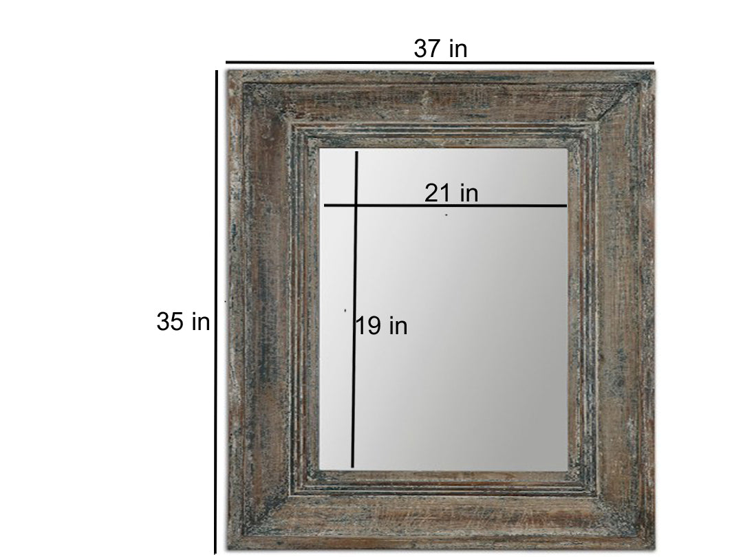 Mango Wood Aeso Wall Decorative Mirror Frame| Wooden Mirror | Brown Finish