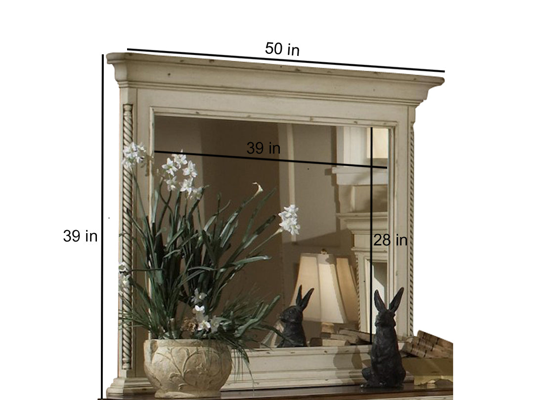 Mango Wood Dini Dresser Decorative Mirror Frame| Wooden Mirror | White Finish