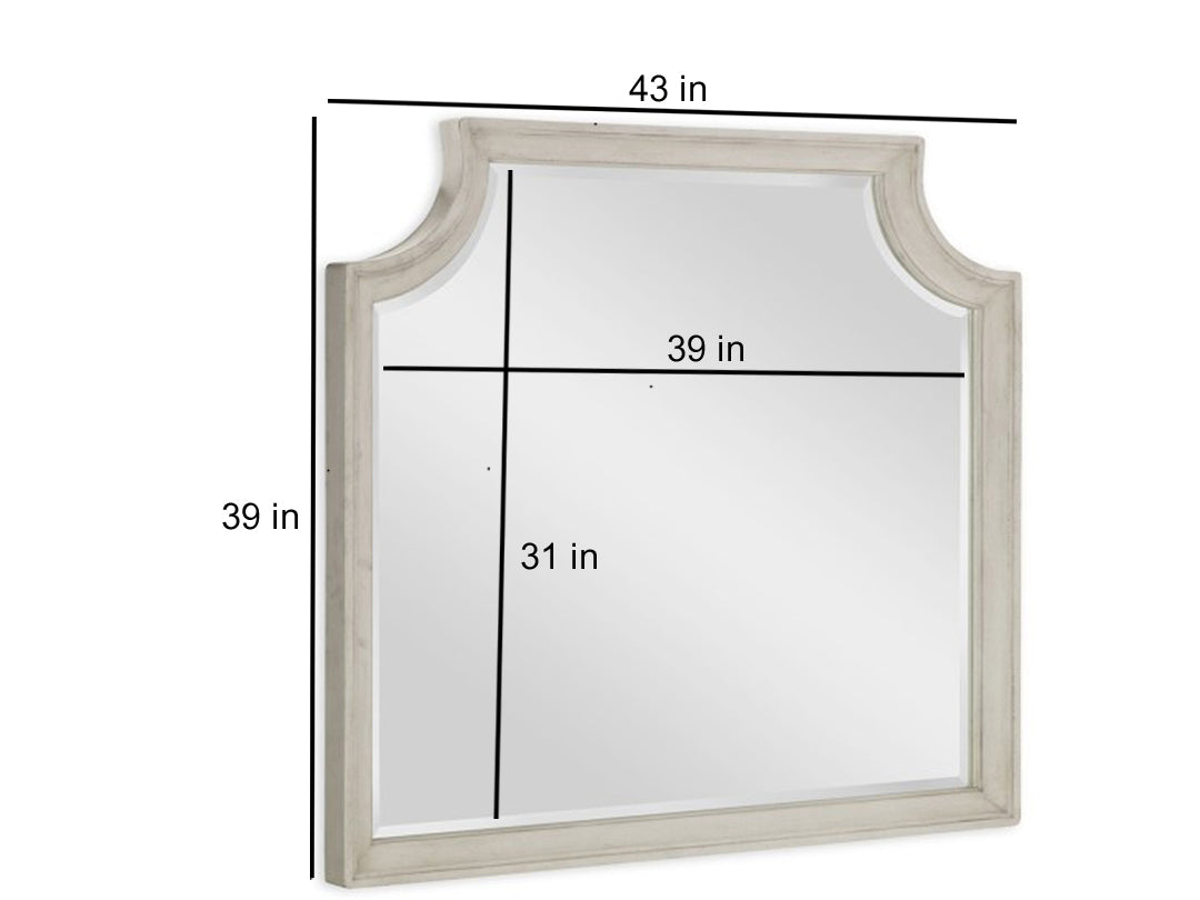 Mango Wood Jupit Wall Decorative Mirror Frame| Wooden Mirror | White Finish