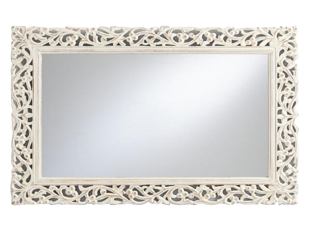 Mango Wood Home Decorative Perlo Wall Mirror for Living Room