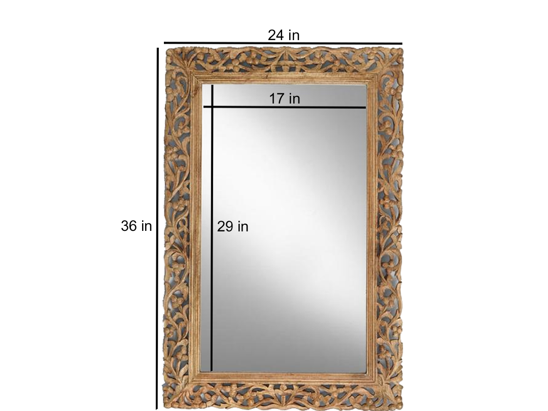 Mango Wood Home Decorative Perlo Wall Mirror for Living Room