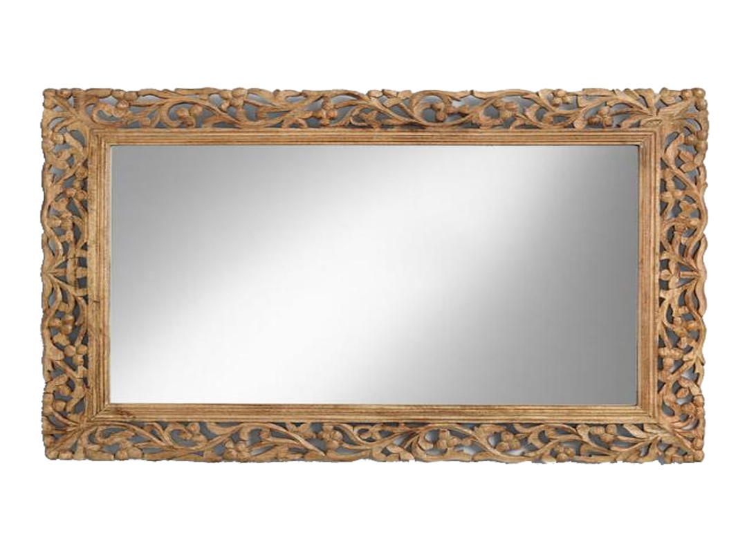 Mango Wood Home Decorative Perlo Wall Mirror for Living Room
