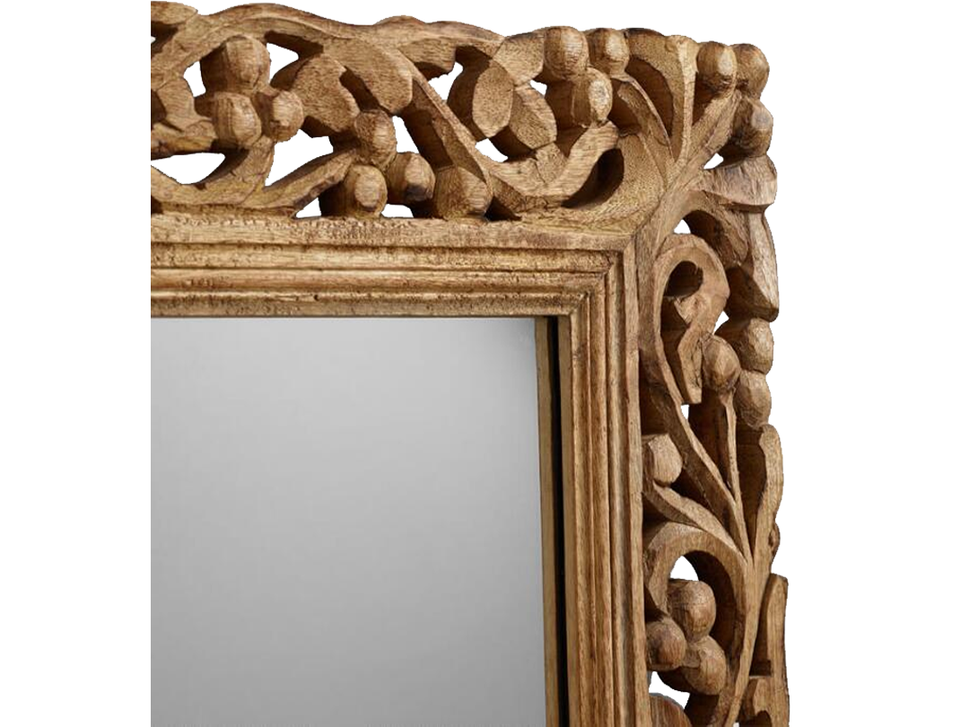 Mango Wood Home Decorative Perlo Wall Mirror for Living Room