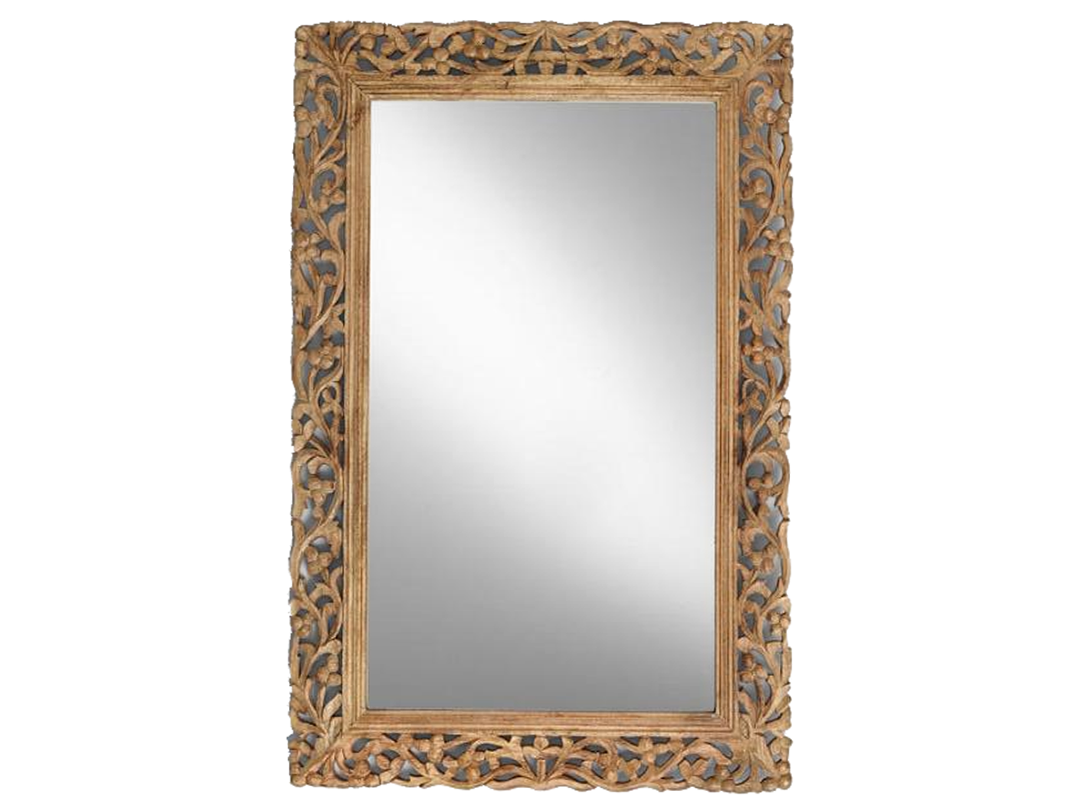 Mango Wood Home Decorative Perlo Wall Mirror for Living Room