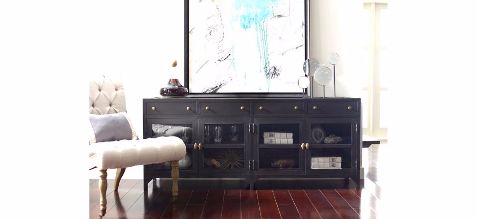 Solid Wood Rudky Sideboard Storage Cabinet for Living Room | Wooden Cabinet for Kitchen | Brown Finish