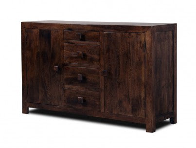 Mango Wood Detroit Sideboard Storage Cabinet for Living Room | Wooden Cabinet for Kitchen | Brown Finish