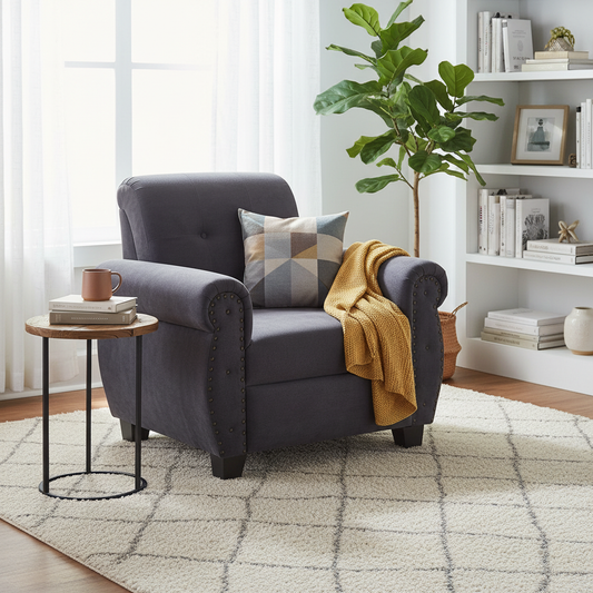 Single Seater Fabric Sofa | Comfortable & Stylish Upholstered Sofa for Home & Office | Durable & Elegant Living Room Seating S-271-1 Seater