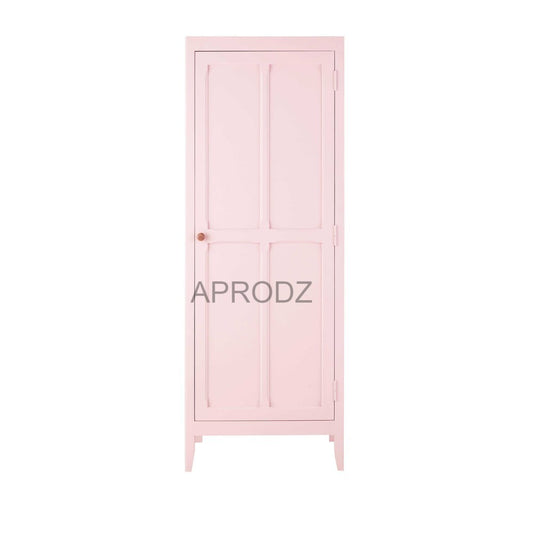 Mango Wood Single Doors Multipurpose Storage Kiev Wardrobe Almirah for Living Room | Pink