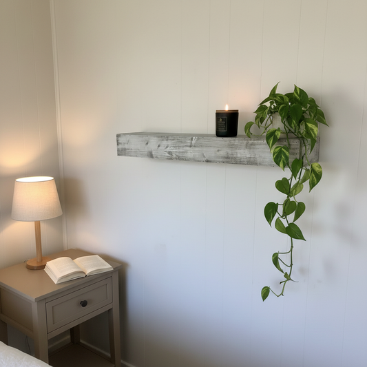 Mango Wood Norma Floating Wall Shelf for Living Room | Wall Shelves | White Finish