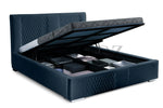 Velvet Upholstered King Size Bed with Hydraulic Storage 