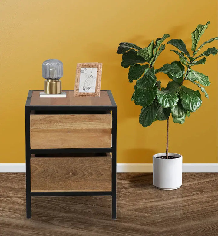 Translation missing: en.Solid Wood Flora Bedside Storage Table for Living Room 